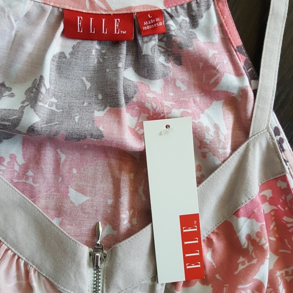 NEW Elle Floral Tank with Zipper Detail Size LG - Picture 2 of 4